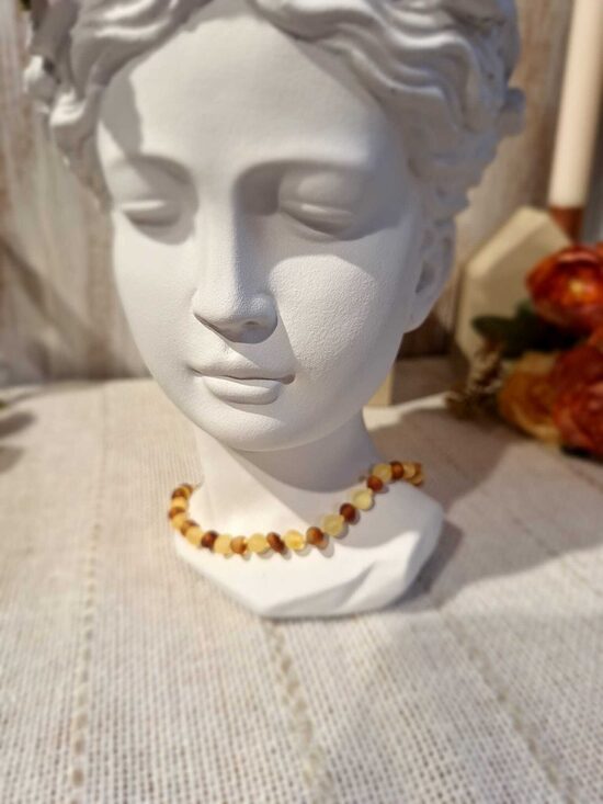 Dzintara krellītes matētētas citrona un brūnā krāsā 33cm